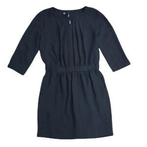 Mango Suit Black Mini Zip Pleat Dress XS